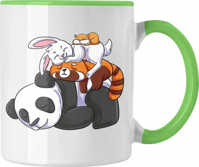 Produktbild von Trendation - Panda Fuchs Hase Tasse Geschenk Lustiger Spruch Lustige Grafik Geschenkidee Geburtstag (Grün)
