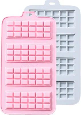 Obrázek produktu pro Oplatky Čokoládové formy Silikonové formy na bonbóny, 2 ks 4 kusy Malé rozbitné čokoládové formy Non Stick Reusable DIY Pečící formy Candy Protein a Energy Bar Moulds