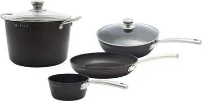 Produktbild von Kochgeschirrset, geeignet für alle Herdarten inklusive Induktion, antihaftbeschichtet, aus geschmiedetem Aluminium – 4-teilig –