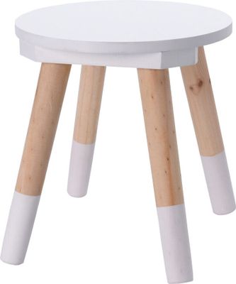 Kinder Hocker weiß-natur - 24 x 26 cm - Kids Collection Sitzhocker Kinderzimmer Stuhl