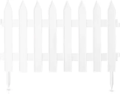 A white picket fence section against a white background.