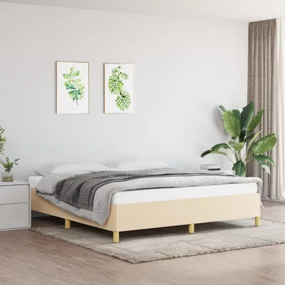 Image de The Living Store Sommier tapissier Crème 160x200 cm Tissu