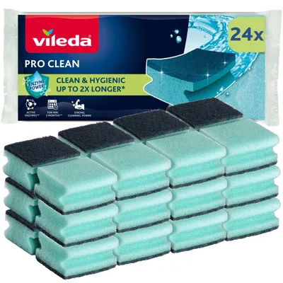 Produktbild von Vileda Pro Clean Scheuerschwamm mit natürlichen Enzymen, 24er-Pack