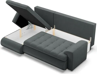 Produktbild von Links Ecksofa mit Schlaffunktion FORESTA, Sofa mit bettkasten 230x159cm, Dunkelgrau