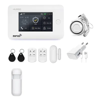 Immagine prodotto di HUXGO HXA006 Sistema di allarme wireless WLAN + GSM 4G LTE con sensore di movimento Casa Ufficio Appartamento Garage TUYA Applicazione intelligente Notifiche SMS Controllo dal telefono Lingua TEDESCO