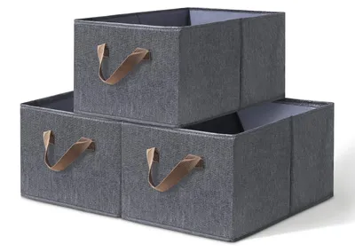 Produktbild von Faltbare Aufbewahrungsboxen aus Stoff, Set mit 3 großen faltbaren Wäschekörben, Schubladenorganizer für Kleiderschränke, Aufbewahrungsboxen aus Stoff (47×28×20 cm)