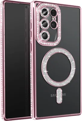 Produktbild von Avizar, Diamanthülle für Samsung Galaxy S25 Ultra mit MagSafe und Strassrahmen, Rosa