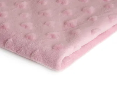 Zdjęcie produktu dla Dzianina polarowa Minkee z wytłoczonym sercem Jasnoróżowa 50 x 155 cm