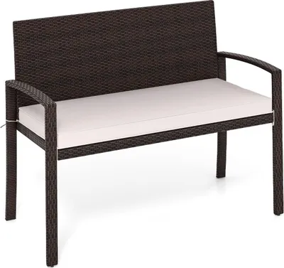 Produktbild von Polyrattan-Gartenbank mit Kissen, 360 kg belastbar