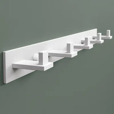 Produktbild von Mai & Mai Kleiderhaken Wandgarderobe Wandhaken aus Edelstahl mit 5 Haken Garderobenleiste Garderobenhaken 46cm Matt weiß Stalo-07