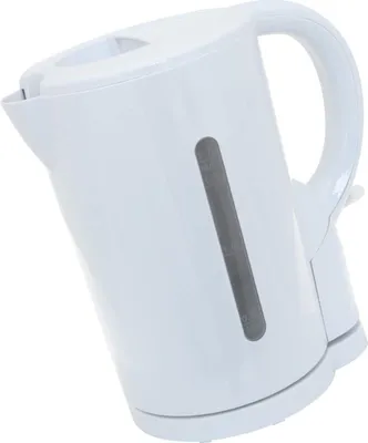 A white electric kettle is shown against a white background.