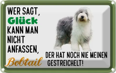 Produktbild von vianmo Blechschild 12x18 cm Glück nicht anfassen Bobtail Tier Haustier Hund
