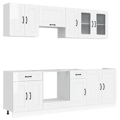 Produktbild von vidaXL 8-tlg. Küchenschrank-Set Kalmar Hochglanz-Weiß Holzwerkstoff