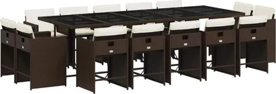 Produktbild von vidaXL 15-tlg. Garten-Essgruppe mit Kissen Braun Poly Rattan