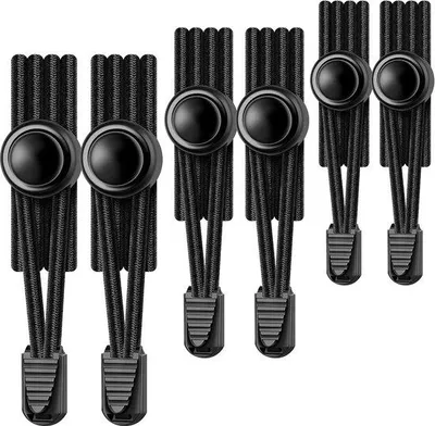 Produktbild von Elastische Schnürsenkel ohne Binden - Schwarz (3 Paar)
