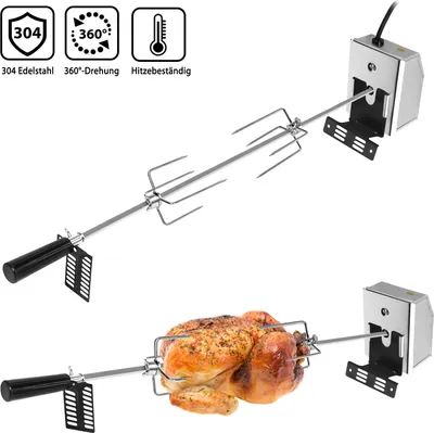 Produktbild von LARS360 117cm chromowany rożen do grilla gazowego z silnikiem 230V 8*8 mm