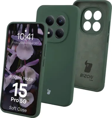 Produktbild von Silikon Handyhülle für Xiaomi Redmi Note 15 Pro 5G, Bizon Soft Case, Dunkelgrün