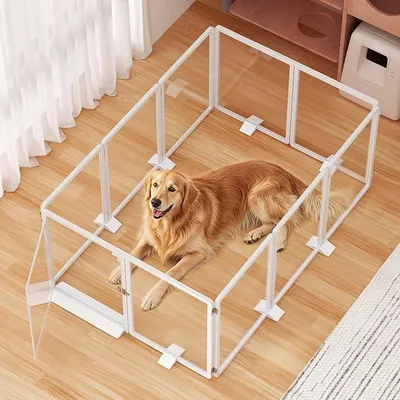 Produktbild von Acryl Welpenauslauf Hundezaun 150x100x65cm Transparente Welpenlaufstall faltbar Haustierumrandung mit Tür für Kleintiere kleine und mittlere Hunde (10 Panels)