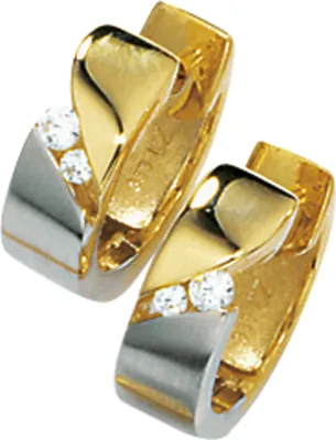 Produktbild von 12,8mm Creolen Creole Ohrringe mit Zirkonia 333 Gold Gelbgold Damen