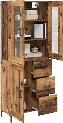Image de vidaXL Buffet haut avec tiroirs, 2 pièces, bois recyclé, aggloméré