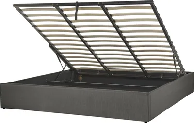 Produktbild von BELIANI Polsterbett Dunkelgrau Stoffbezug mit Lattenrost 180 x 200 cm Hochklappbar Bettkasten Skandi Modern Doppelbett Schlafzimmer Ausstattung