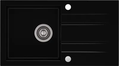 Produktbild von Granitspüle Schwarz 76 x 43 cm Acqua mit automatischem Siphon Einbauspüle Küchenspüle Spülbecken Granitbecken robust pflegeleicht für Küche rechteckig