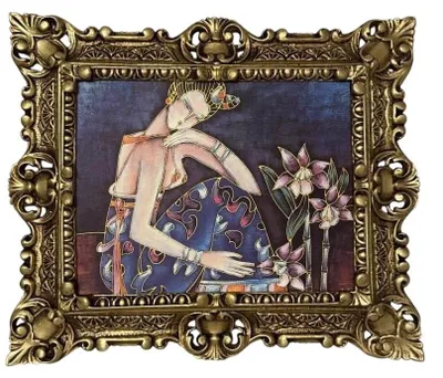 Obrázek produktu pro Solidchoice – Obraz barokního stylu, nástěnná dekorace s  rámem – 45x38 cm