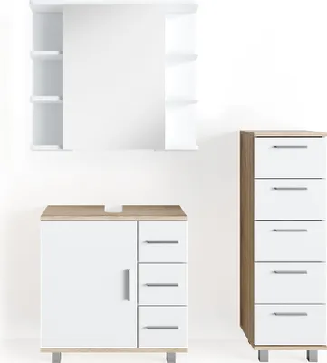 Produktbild von Badmöbel-Set Vicco Ilias Sonoma 3 Teile, mit Midischrank, Model 31051
