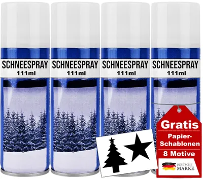 Produktbild von Schneespray 4 x 111ml Kunstschnee Sprühschnee Snowspray Fensterspray Deko Schnee