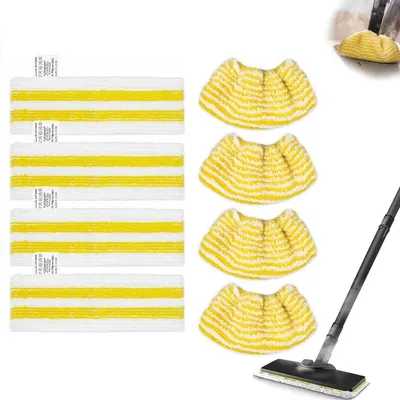 Produktbild von Dampfreiniger Tücher 8 Stück - Bodentücher und Handtücher für Kärcher SC1 SC2 SC3 SC4 SC5 - Mikrofasertücher - Waschbare Bodenreinigung Pads