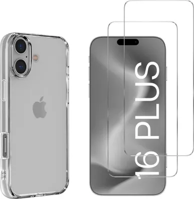 Image de Étui pour iPhone 16 PLUS avec 2 protections d'écran en verre trempé Phonillico®