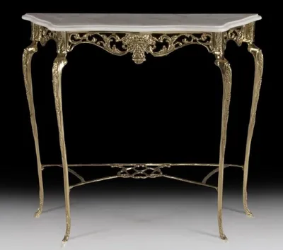 Image de Casa Padrino Console baroque de luxe avec plateau en marbre or / crème 99 x h. 85 cm - Meubles baroques