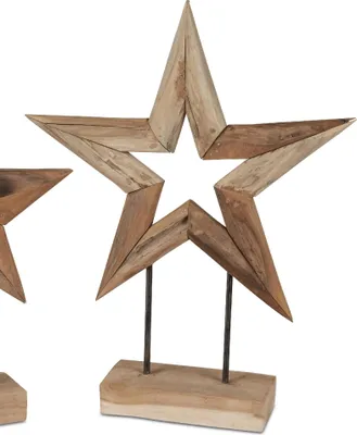 Produktbild von Dekoobjekt Stern TEAK auf Fuß H. 52cm naturbraun aus Holz Formano WA