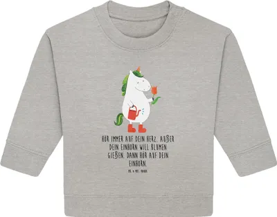 Produktbild von Mr. & Mrs. Panda Organic Baby Pullover Einhorn Gärtner 24. - 36. Monat - Heather Grey - Geschenk, Garten, Bullover, Unicorn, Giesskanne, Stiefel, Einhörner, Blume