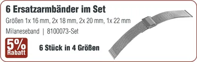 Produktbild von Milanese-Uhrenarmband, silberfarben, 18mm /22 mm