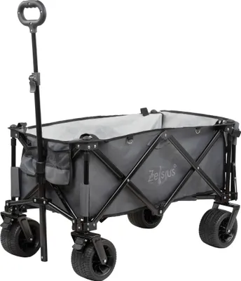 Produktbild von Zelsius Bollerwagen faltbar, Grau, Transportwagen, Strandbollerwagen, Handwagen, Faltwagen