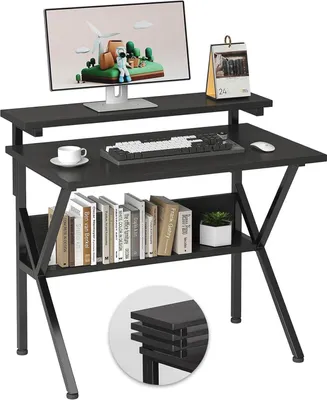 Obrázek produktu pro Malý počítačový stůl 70 x 48 cm, stůl s policí, černý