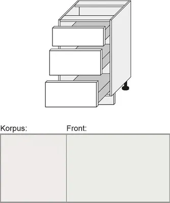 Produktbild von Küchenschrank "Prato" Schubladenunterschrank 50cm weiß RAL 9003 signalweiß (PR-D3A/50)