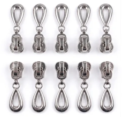 Produktbild von 10 Reißverschluss Zipper 5mm Tropfenform Schieber Farbwahl Profilreißverschluss, Farbe:silber