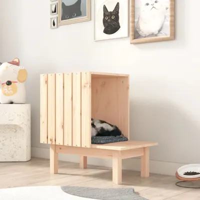 Obrázok produktu pre The Living Store Domček pre mačky 60x36x60 cm z masívneho borovicového dreva