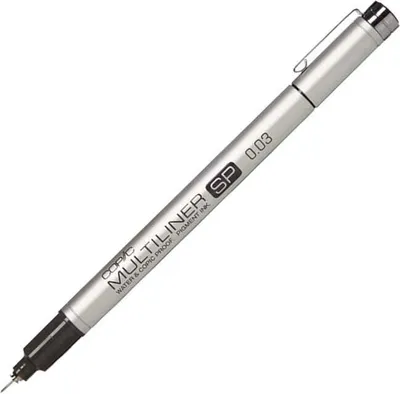 Obrázek produktu pro Copic Multiliner SP, Černá, Extra jemný, Stříbrná, Kulatý, Inkoust na pigmentové bázi, 0,03 mm