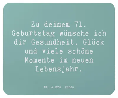 Produktbild von Mr. & Mrs. Panda Mauspad Spruch 71. Geburtstag - Meeresbrise - Geschenk, Mousepad, Liebe, pc mausunterlage, Mouse Pad, Glückwünsche, mousematte, Jubiläum, Happy Birthday