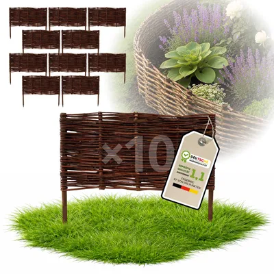 Obrázek produktu pro Floranica 10 kusů Vrbový plot 40 cm x 60 cm – Zahradní plot z vrbového proutí Palisáda Přírodní oplocení Ohraničení záhonu