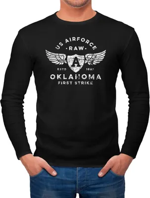 Produktbild von Herren Long-Sleeve Print US Airforce Oklahoma Aviator Vintage Langarm-Shirt Neverless® schwarz S
