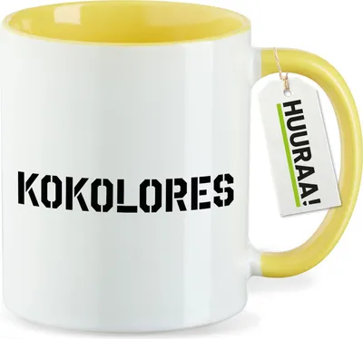 Produktbild von Huuraa Kaffeetasse Kokolores Schriftzug 330ml Gelb Keramik Kaffeebecher Geschenkidee
