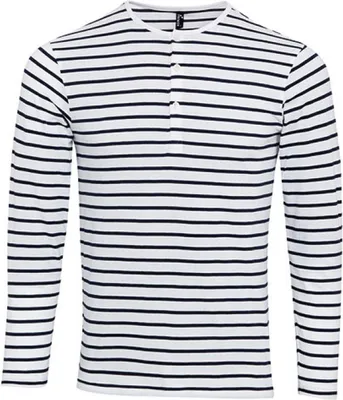 Obrázek produktu pro Premier Workwear PR218 | Pánské tričko s dlouhým rukávem, s rukávy z kartonu - barva: bílá/tmavá (cca Pantone 2766) - velikost: XL