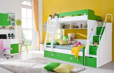 Produktbild von Jugendbett Schreibtisch Schrank Grün NEU Jugendzimmer Kinderzimmer komplett Set