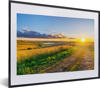Produktbild von MuchoWow® Gerahmtes Poster Sonne - Natur - Landschaft 40x30 cm - Poster mit Schwarzem Bilderrahmen Wandposter Rahmen Foto Bilder - Bilderrahmen - Poster im Rahmen