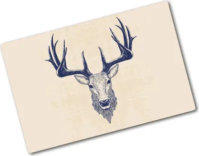 Produktbild von Tulup Glas Herdabdeckplatte - 80x52 cm - Glaskeramikkochfeld-Abdeckung Spritzschutz Glasabdeckplatte - Einteilig - Tiere - Hirschkopf - Beige