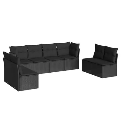 Produktbild von 8-tlg. Garten-Sofagarnitur mit Kissen Schwarz Poly Rattan